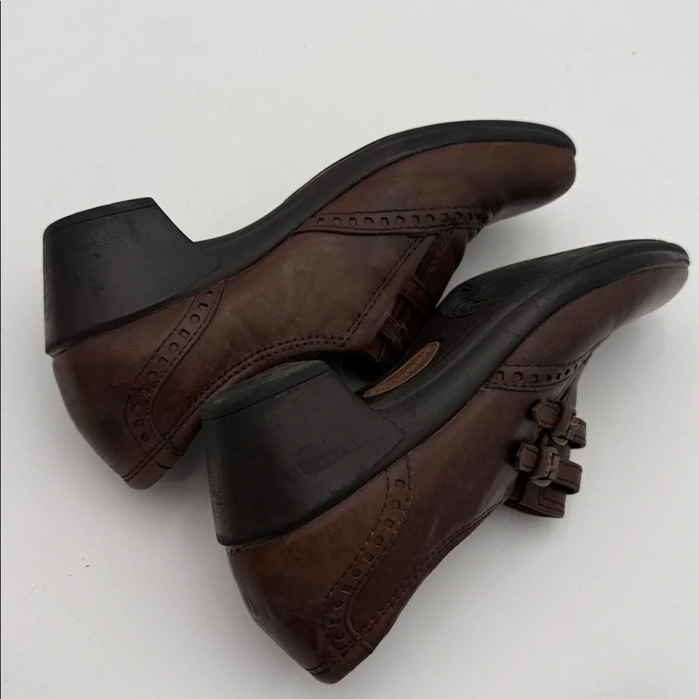 Earth Origins Brown Leather Loafers bootie women 7M casual office comfort Y2K